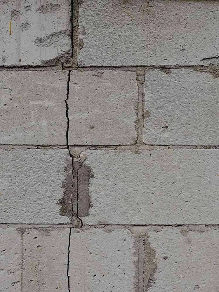 Vertical brick wall crack