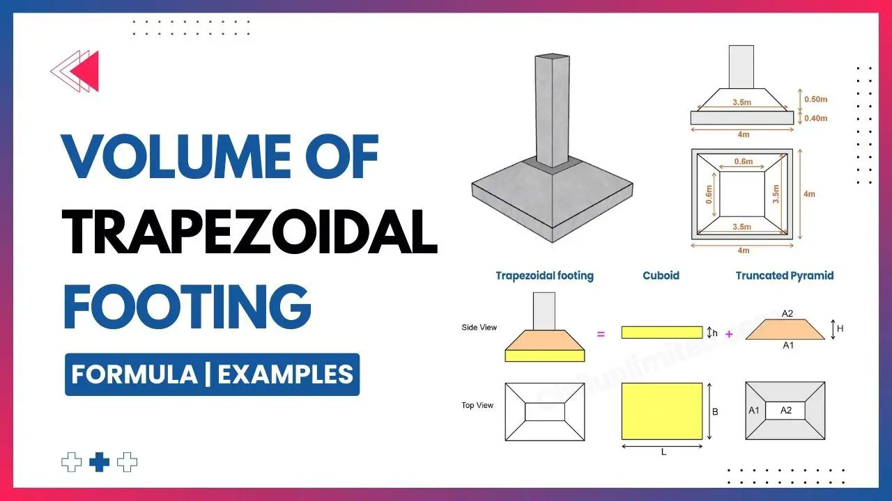 How to calculate the volume of trapezoidal footing | Trapezoidal footing formula