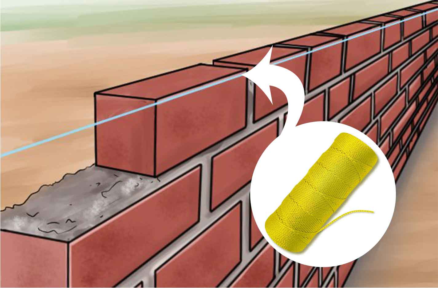 String line in brick work - Construction tools and equipment with names